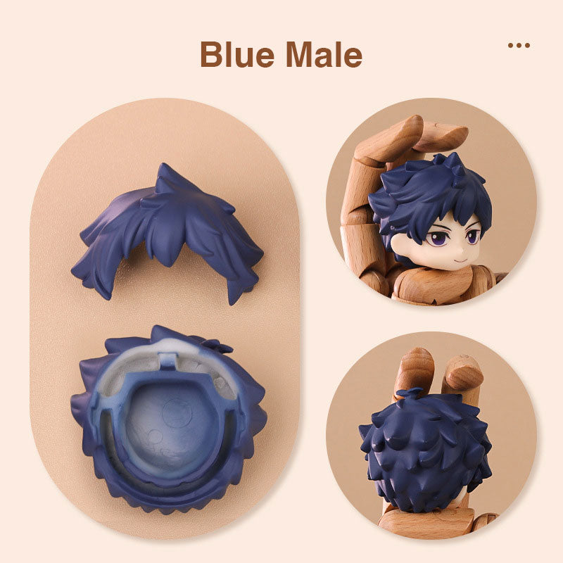 Pre-made Blue Male Hair for Nendoroids