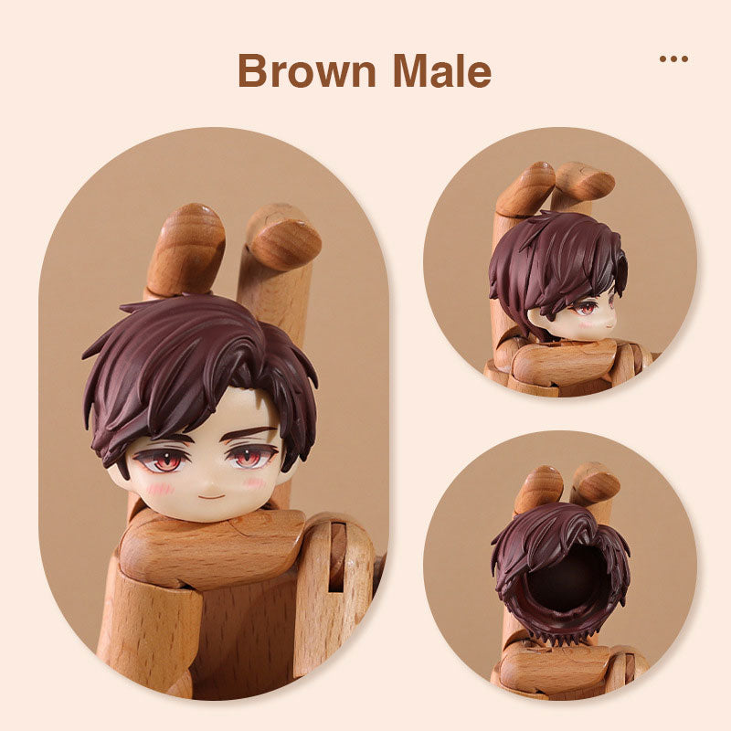 Pre-made Brown Male Hair for Nendoroids