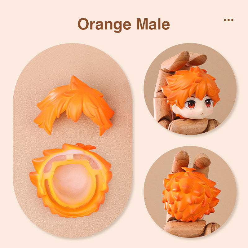 Pre-made Orange Male Hair for Nendoroids